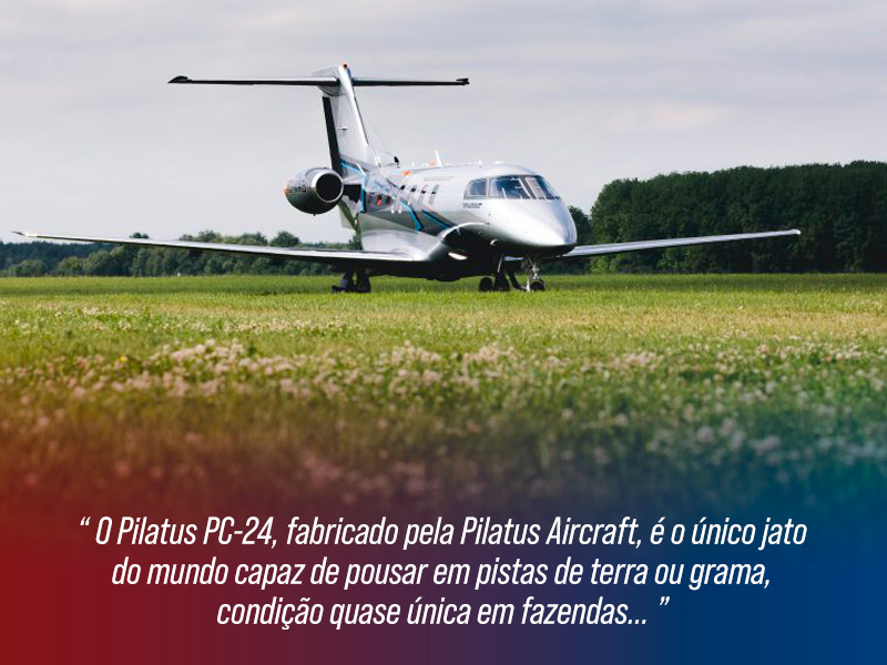 Aeronave Pilatus PC-24 pousando em grama