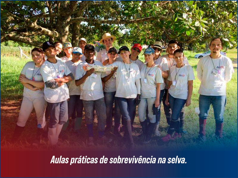 Aulas práticas de sobrevivência na selva curso de Comissário de Voo